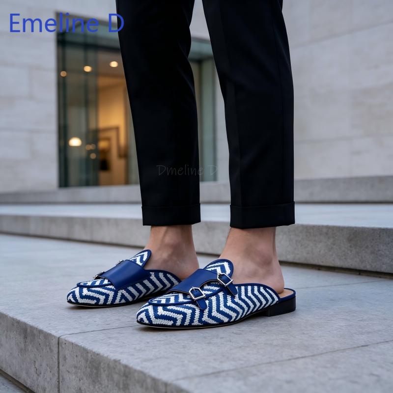 Men Shoes Loafers - Mules sin talón de tela tejida