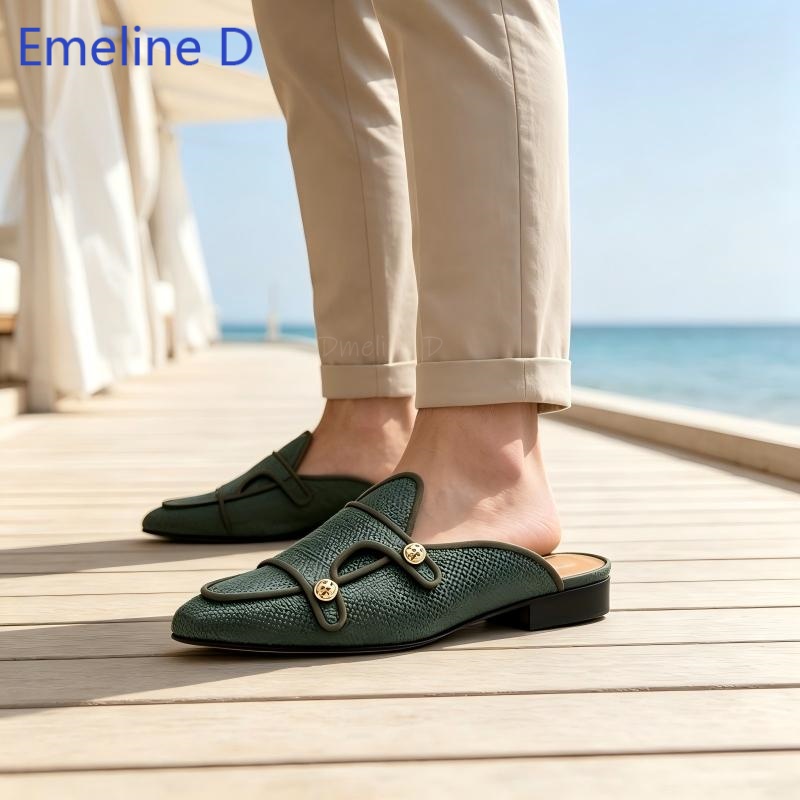 Mules sin talón de tela tejida - Men Shoes Loafers reseña y precio